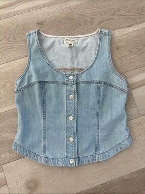 Madewell Light Blue Denim Button-Front Tank